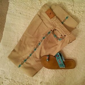 Ralph Lauren khaki beaded jeans